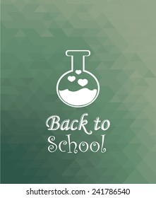 back to school illustration, test tube  over color background