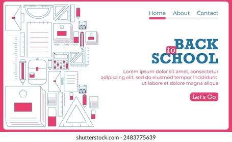 Back to school illustration vector, illustration of school equipment icons. suitable for landing page templates or web banners, with a flat design style