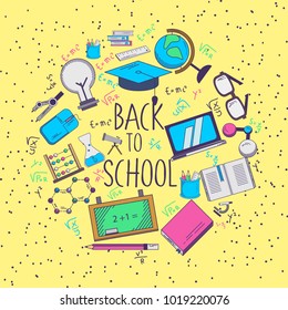 back to school illustration with yellow background