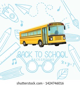back to school with illustration of yellow bus