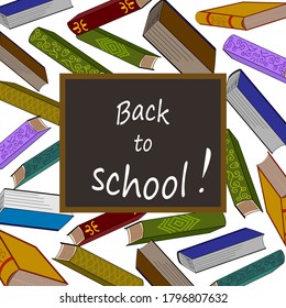 Back to school illustration.Color illustration for the beginning of the school year with books.