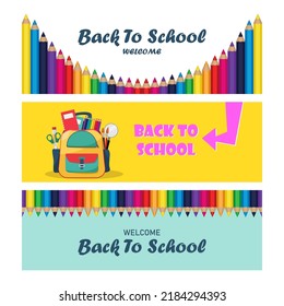 Back to school illustrations and backgrounds. School or education concepts, vector set