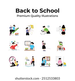 Back to school illustrations set in modern design style