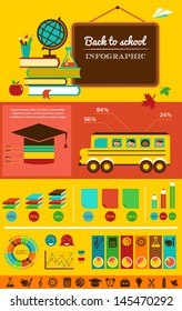 Back To School Infographic, Data, Icons And Graphic Elements