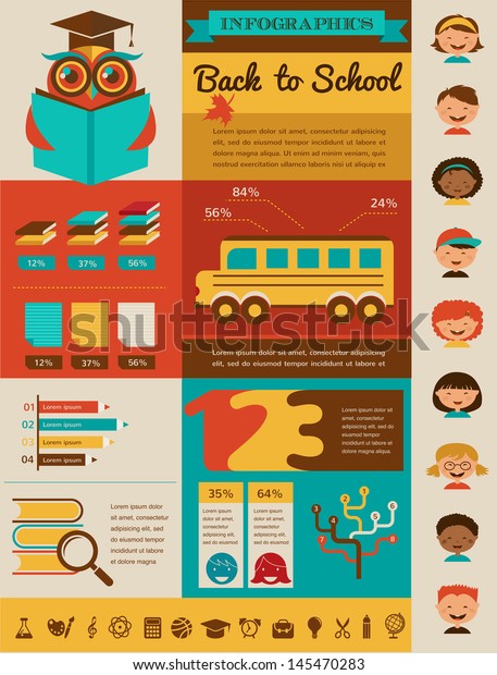 Back School Infographic Data Icons Graphic Stock Vector (Royalty Free ...