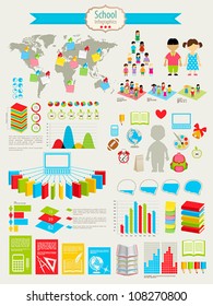 Back to school Infographic set with charts and other elements. Vector illustration.