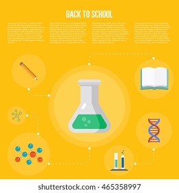 Back to school infographics concept icons flat design vector illustration. Concept icons of education and learning. Knowledge sign.