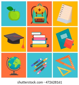 Back to school infographics concept icons flat design vector illustration