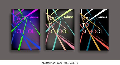 Back to school information pages set. Education template of flyer, magazines, posters, book cover, banner. Layout illustration template pages with typography text. Three types of bright colors. - Shutterstock ID 1077593240