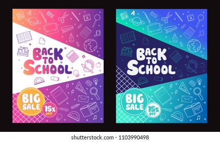 Back to school information pages set. Education template of flyer, magazines, posters, book cover, banner. Exam infographic concept background. Layout illustration template pages with typography text