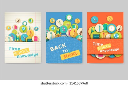 Back to school information pages set. Education template of flyer, magazines, posters, book cover, banner. Exam infographic concept background. Layout illustration template pages with typography 