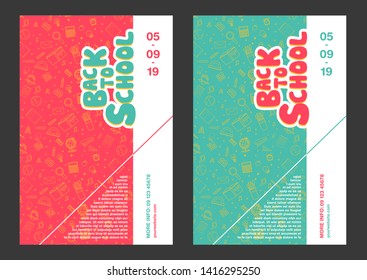 Back to school information pages set. Education template of flyer, magazines, posters, book cover, banner. Exam infographic concept background. Layout illustration template pages with typography text
