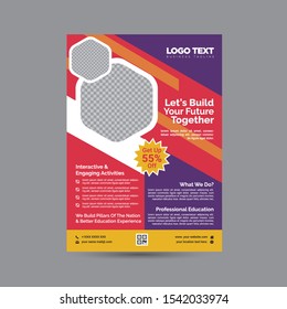 Back to school information pages set. Education template of flyer,