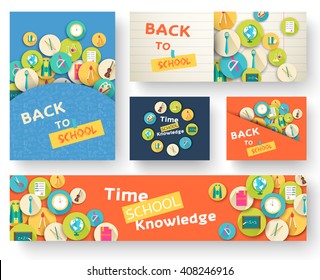 Back to school information pages set. Education template of flyear, magazines, posters, book cover, banner. Exam infographic concept background. Layout illustration template pages with typography text