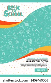 Back to school information poster. Education template of flyer, magazines, posters, book cover, banner. Exam infographic concept background. Layout illustration template pages with typography text.