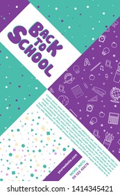 Back to school information poster. Education template of flyer, magazines, posters, book cover, banner. Exam infographic concept background. Layout illustration template pages with typography text.
