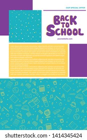 Back to school information poster. Education template of flyer, magazines, posters, book cover, banner. Exam infographic concept background. Layout illustration template pages with typography text.