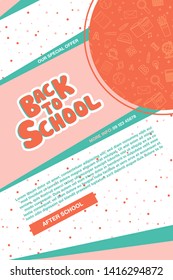 Back to school information poster. Education template of flyer, magazines, posters, book cover, banner. Exam infographic concept background. Layout illustration template pages with typography text.