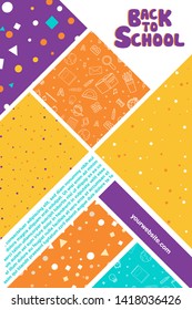 Back to school information poster. Education template of flyer, magazines, posters, book cover, banner. Exam infographic concept background. Layout illustration template pages with typography text.