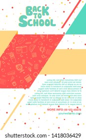 Back to school information poster. Education template of flyer, magazines, posters, book cover, banner. Exam infographic concept background. Layout illustration template pages with typography text.