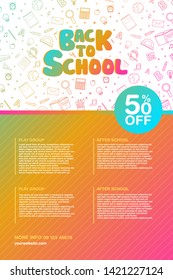 Back to school information poster. Education template of flyer, magazines, posters, book cover, banner. Exam infographic concept background. Layout illustration template pages with typography text.