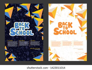 Back to school information poster set.Education template of flyer, magazines, posters, book cover, banner. Exam infographic concept background. Layout illustration template pages with typography text.