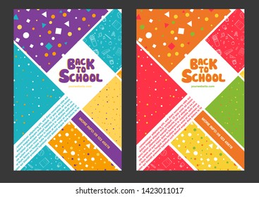 Back to school information poster set.Education template of flyer, magazines, posters, book cover, banner. Exam infographic concept background. Layout illustration template pages with typography text.