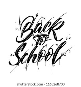 Back to school  -  inscription hand lettering vector.Typography design. Greetings card.