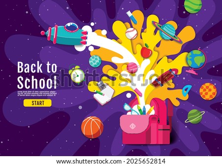 back to school,  Inspiration, Online Learning, study from home, flat design vector.