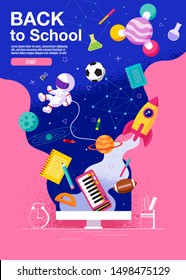 back to school ,inspiration, poster, flat design colorful, vector