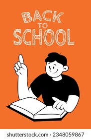 Back to school international education day, concept. Vector illustration for graphic and web design. Vector of a happy student ready to learn new things, reading a book 