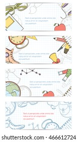 Back to school invitation card can be used for holiday cards, shop invitation, postcard or website banner.