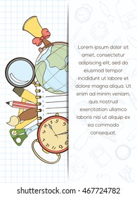 Back to school invitation card can be used for holiday cards, shop invitation, postcard or website banner.