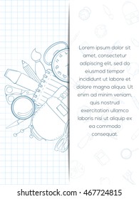 Back to school invitation card can be used for holiday cards, shop invitation, postcard or website banner.