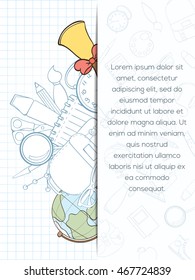 Back to school invitation card can be used for holiday cards, shop invitation, postcard or website banner.