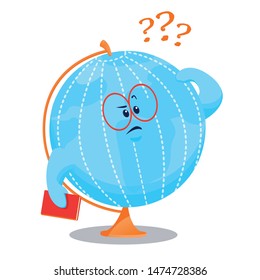 Back to school. Isolated funny cartoon globe.