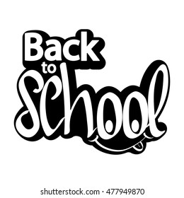 Back to School, isolated sticker, calligraphy lettering, letter with smile, word design template, vector illustration