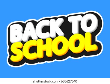 Back to school, isolated sticker, words design template, vector illustration