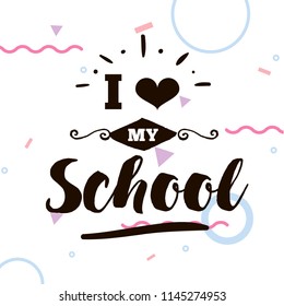 Back to school. Isolated vector element. First day of school logo. Calligraphy, lettering design. Typography for greeting cards, posters, banners.