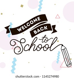 Back to school. Isolated vector element. First day of school logo. Calligraphy, lettering design. Typography for greeting cards, posters, banners.