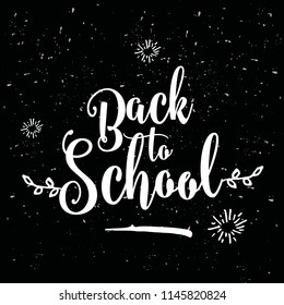 Back to school. Isolated vector element. First day of school logo. Calligraphy, lettering design. Typography for greeting cards, posters, banners.