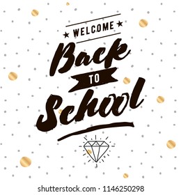 Back to school. Isolated vector element. First day of school logo. Calligraphy, lettering design. Typography for greeting cards, posters, banners.