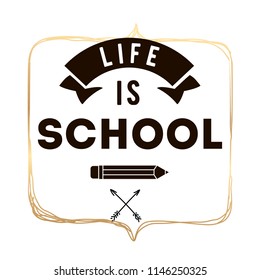 Back to school. Isolated vector element. First day of school logo. Calligraphy, lettering design. Typography for greeting cards, posters, banners.