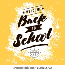 Back to school. Isolated vector element. First day of school logo. Calligraphy, lettering design. Typography for greeting cards, posters, banners.