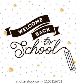 Back to school. Isolated vector element. First day of school logo. Calligraphy, lettering design. Typography for greeting cards, posters, banners.