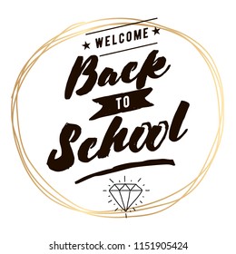 Back to school. Isolated vector element. First day of school logo. Calligraphy, lettering design. Typography for greeting cards, posters, banners.