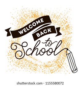 Back to school. Isolated vector element. First day of school logo. Calligraphy, lettering design. Typography for greeting cards, posters, banners.