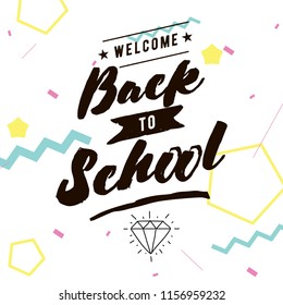 Back to school. Isolated vector element. First day of school logo. Calligraphy, lettering design. Typography for greeting cards, posters, banners.