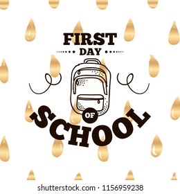 Back to school. Isolated vector element. First day of school logo. Calligraphy, lettering design. Typography for greeting cards, posters, banners.