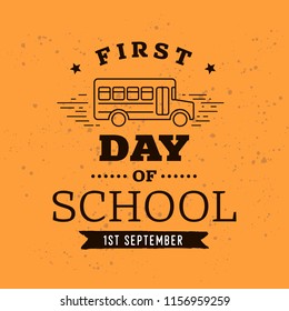 Back to school. Isolated vector element. First day of school logo. Calligraphy, lettering design. Typography for greeting cards, posters, banners.